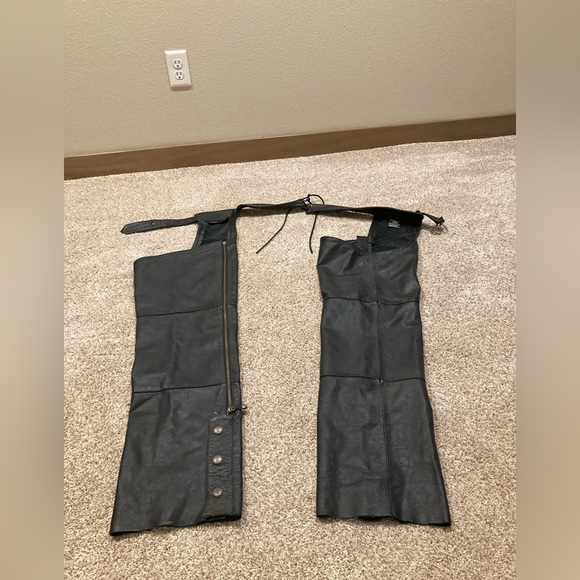 Men Harley Davidson genuine leather black chap riding pant size l - Picture 3 of 4